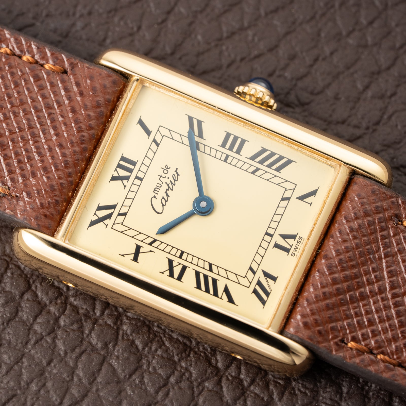 Cartier Tank Must de Roman Lemon Dial Vermeil from 1980s