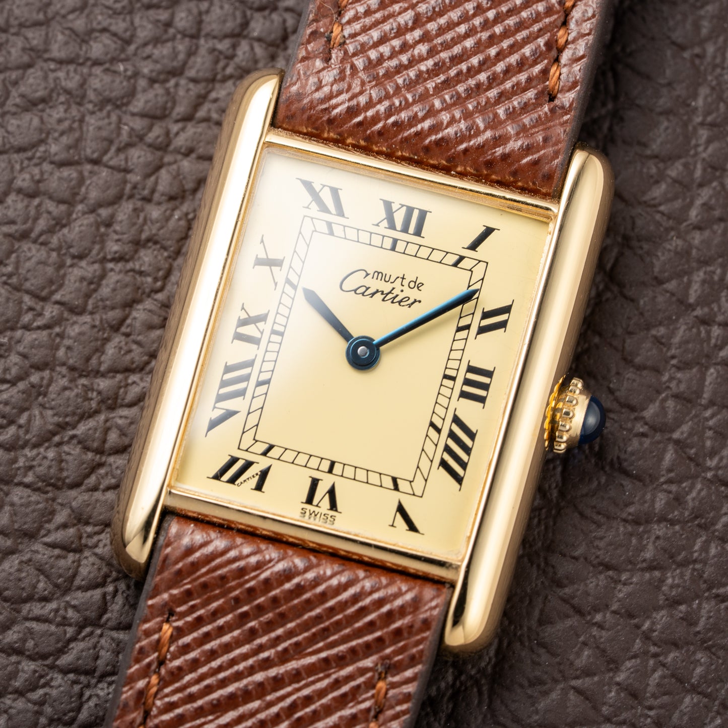 Cartier Tank Must de Roman Lemon Dial Vermeil from 1980s