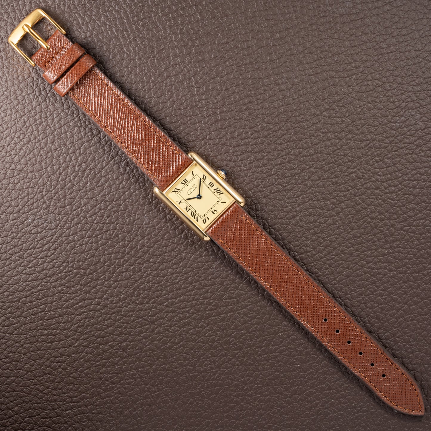 Cartier Tank Must de Roman Lemon Dial Vermeil from 1980s