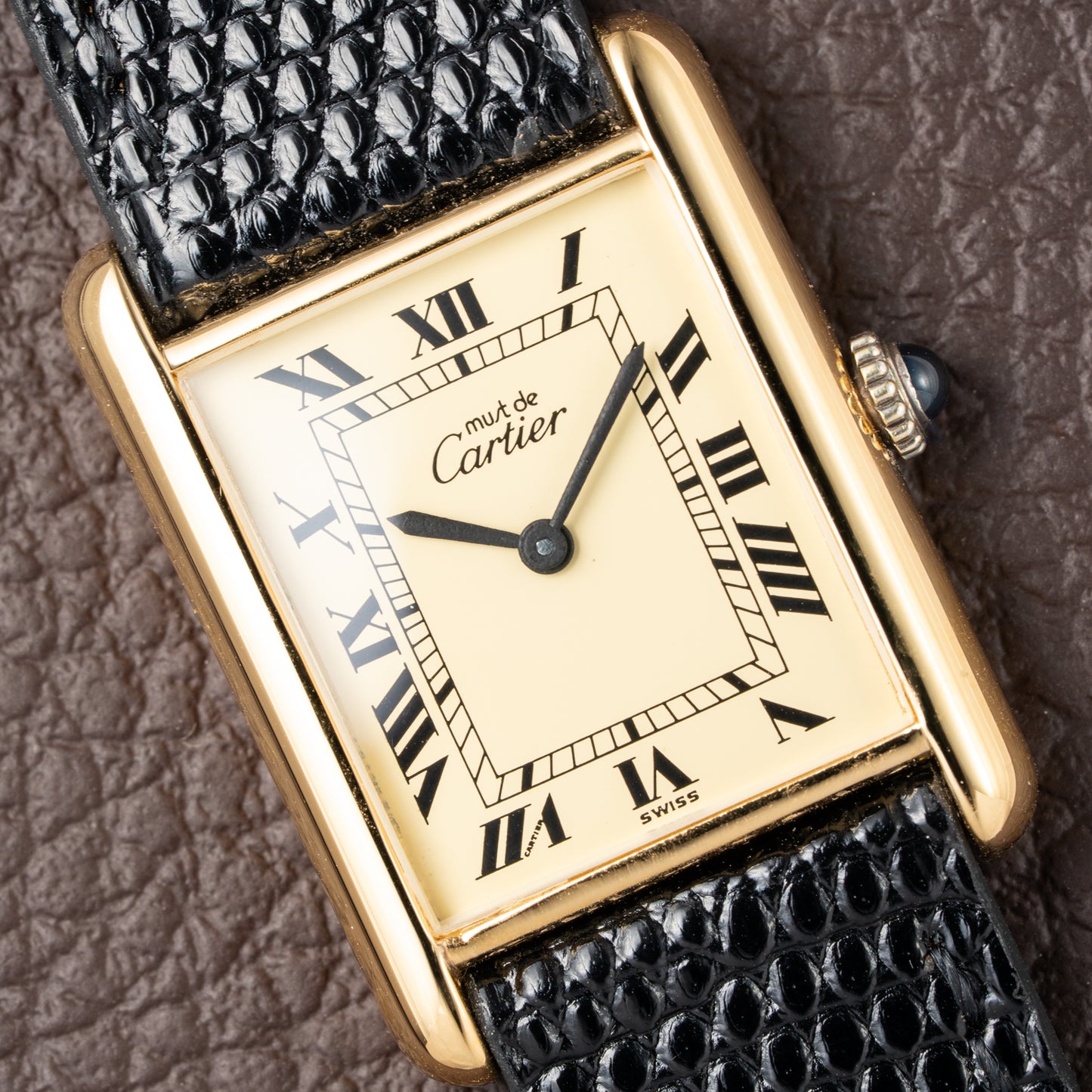 Cartier Tank Must de Roman Lemon Dial Vermeil from 1980s