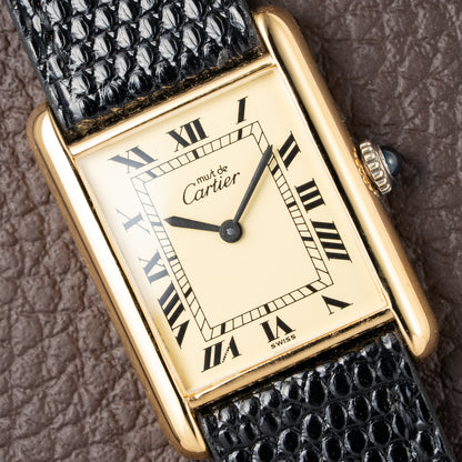 Cartier Tank Must de Roman Lemon Dial Vermeil from 1980s