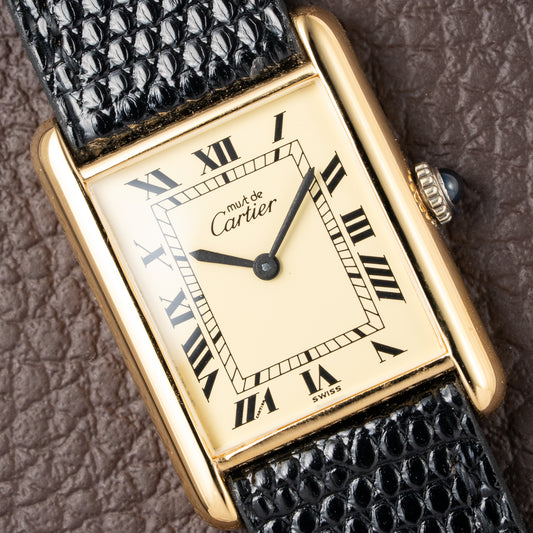 Cartier Tank Must de Roman Lemon Dial Vermeil from 1980s