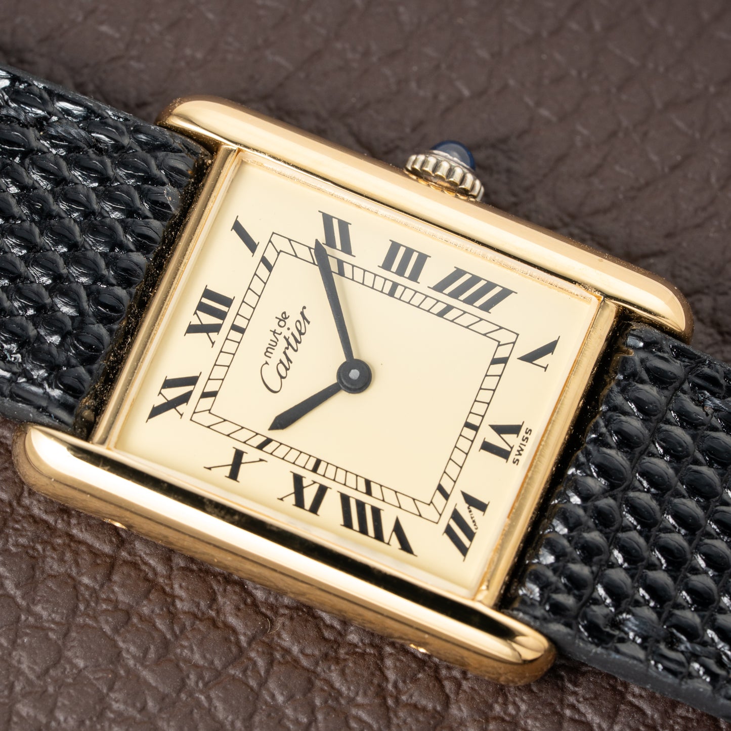 Cartier Tank Must de Roman Lemon Dial Vermeil from 1980s