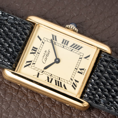 Cartier Tank Must de Roman Lemon Dial Vermeil from 1980s