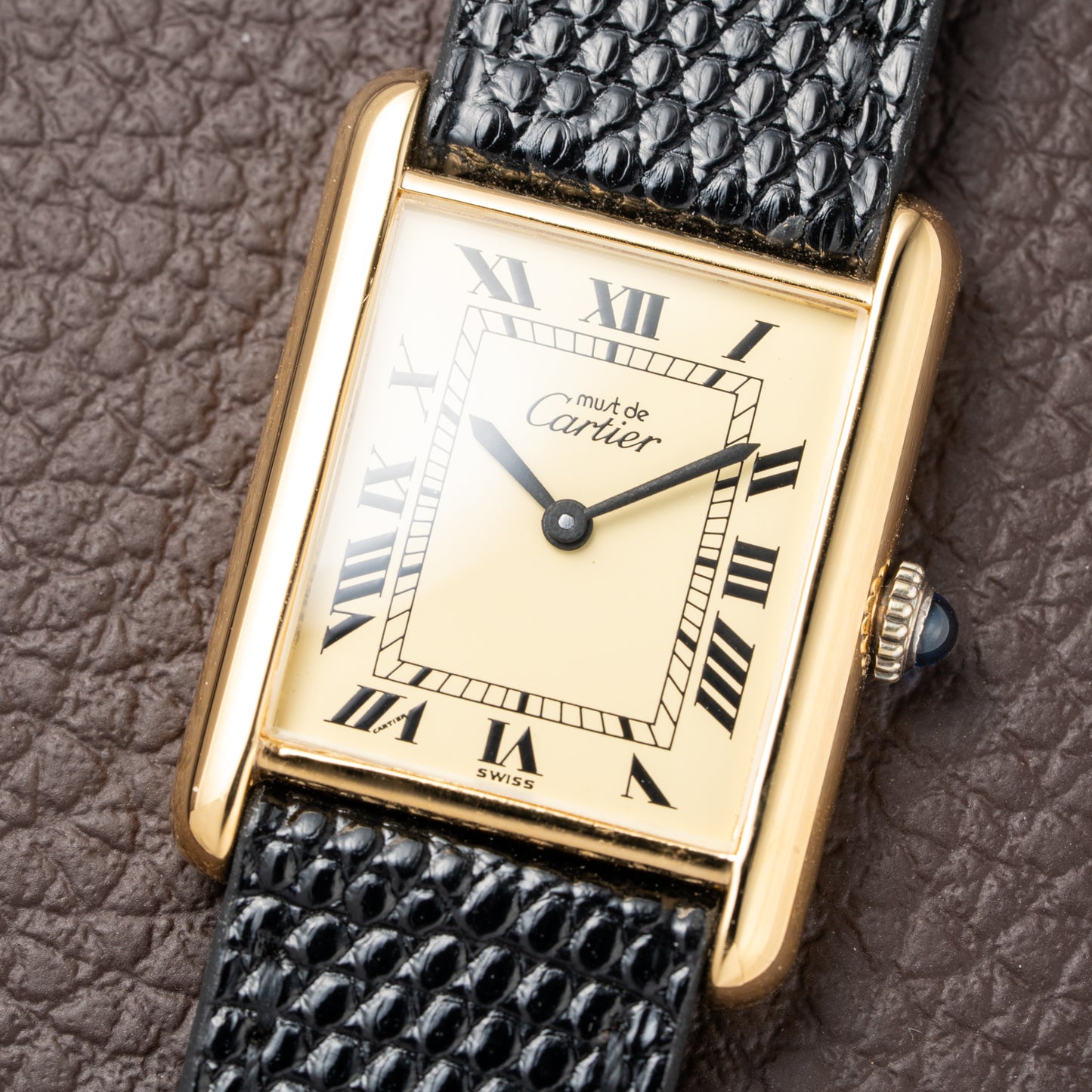 Cartier Tank Must de Roman Lemon Dial Vermeil from 1980s