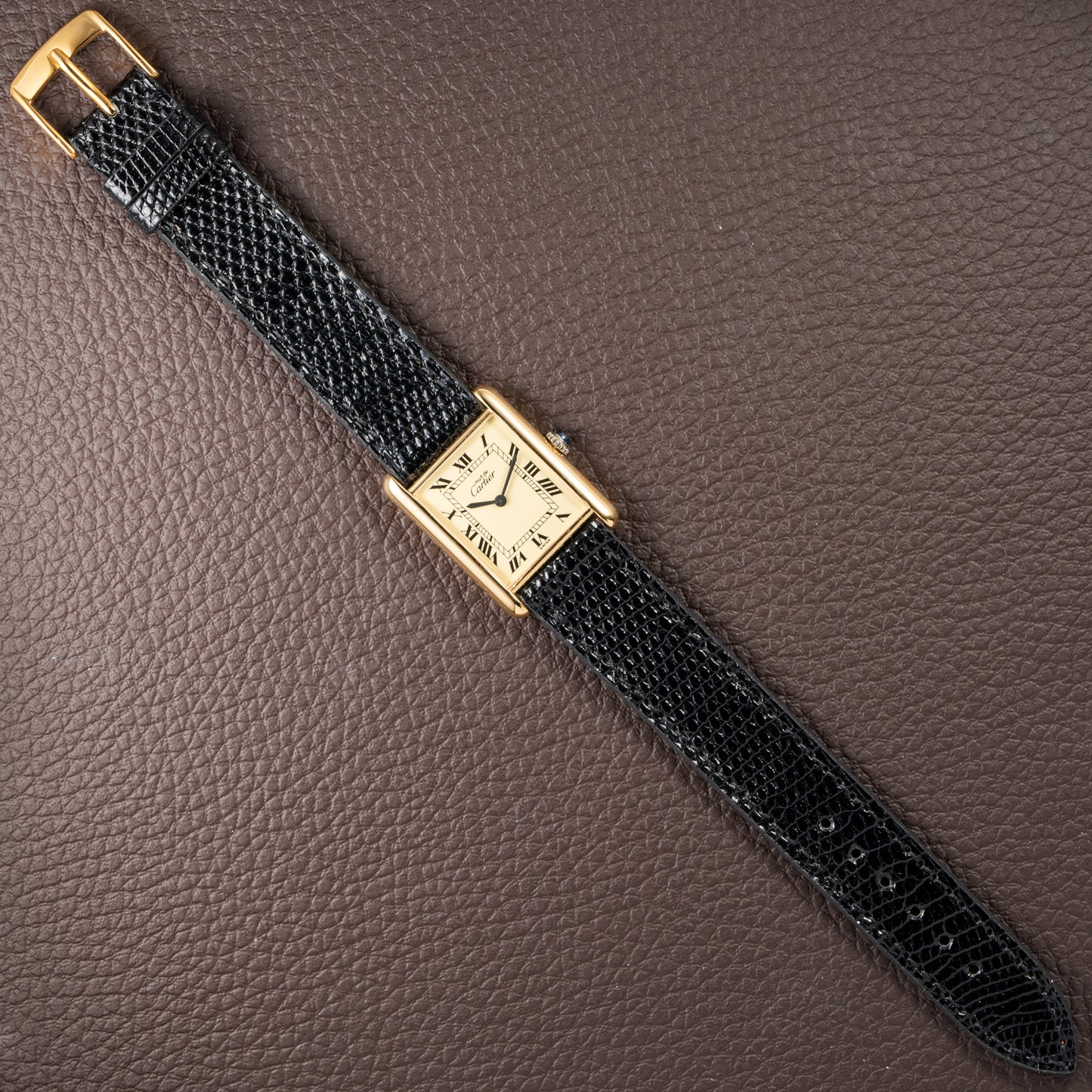 Cartier Tank Must de Roman Lemon Dial Vermeil from 1980s