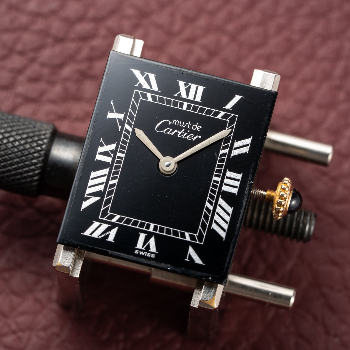 Cartier Tank Must de Black Roman Vermeil GM 1980s