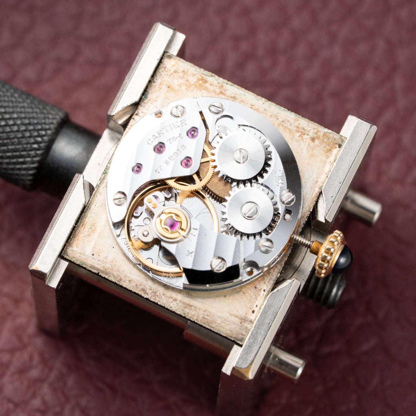 Cartier Tank Must de Black Roman Vermeil GM 1980s