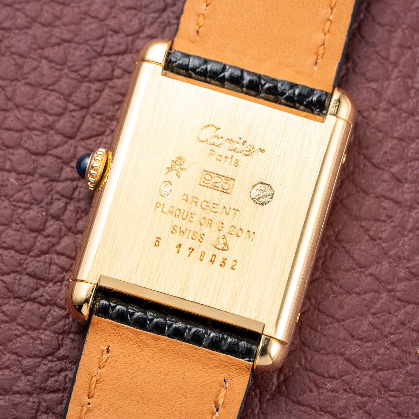 Cartier Tank Must de Black Roman Vermeil GM 1980s