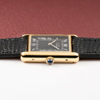 Cartier Tank Must de Black Roman Vermeil GM 1980s