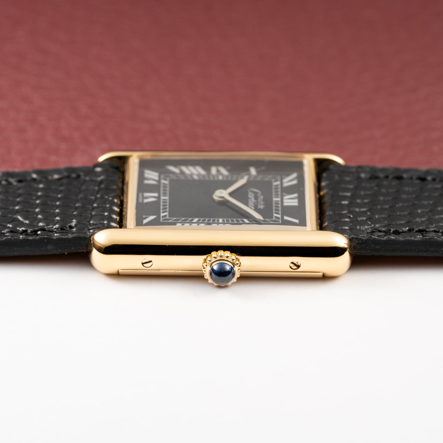 Cartier Tank Must de Black Roman Vermeil GM 1980s
