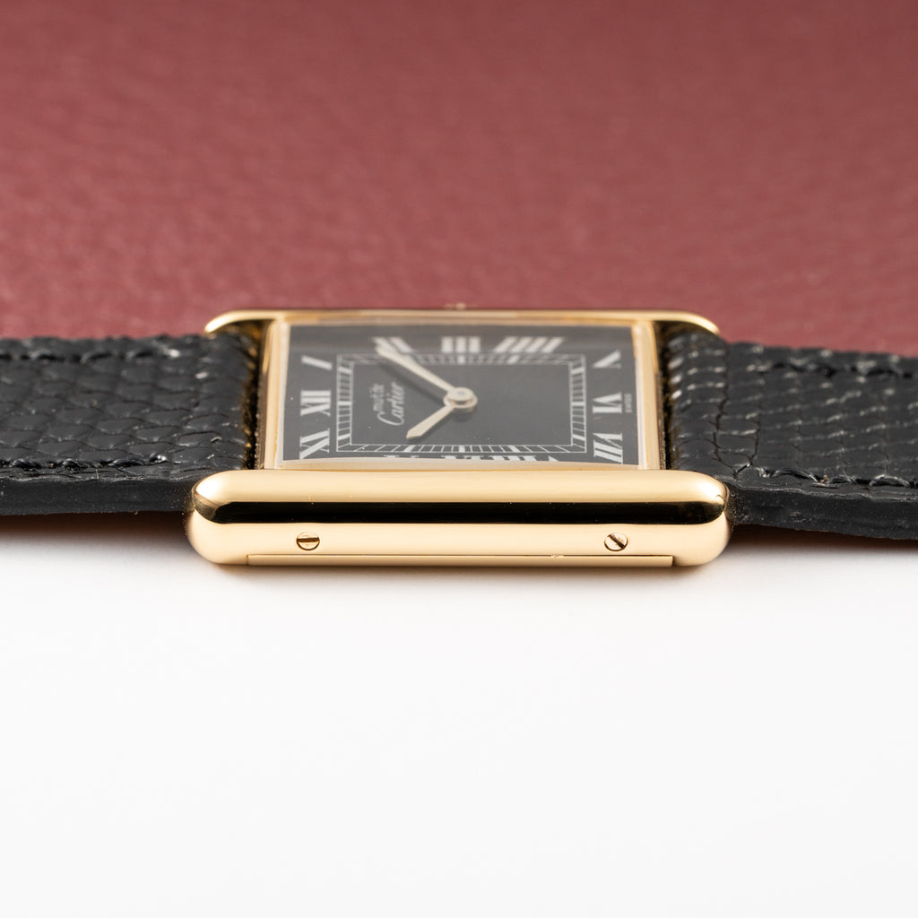 Cartier Tank Must de Black Roman Vermeil GM 1980s