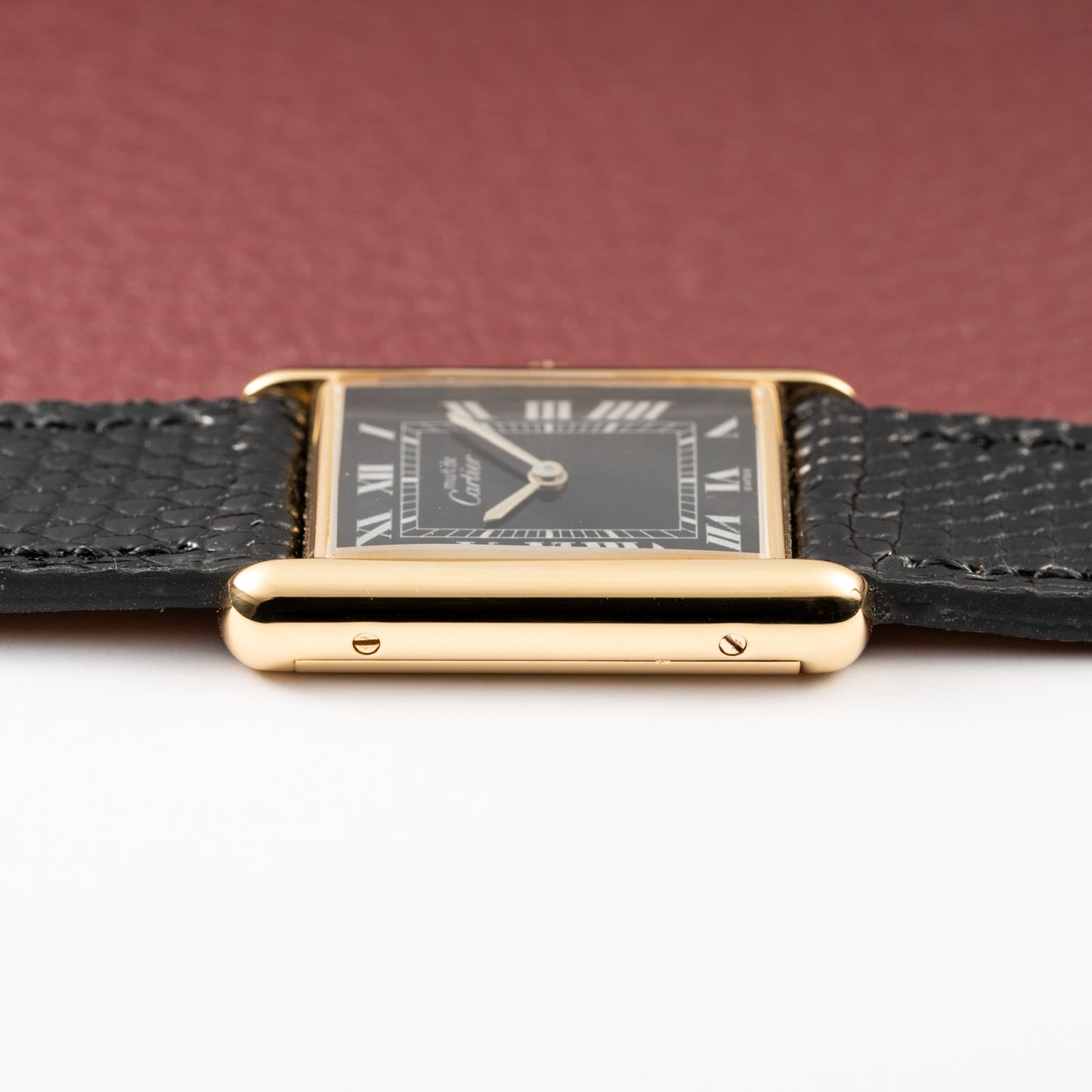 Cartier Tank Must de Black Roman Vermeil GM 1980s