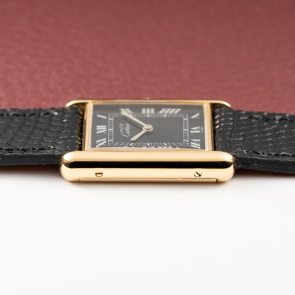 Cartier Tank Must de Black Roman Vermeil GM 1980s
