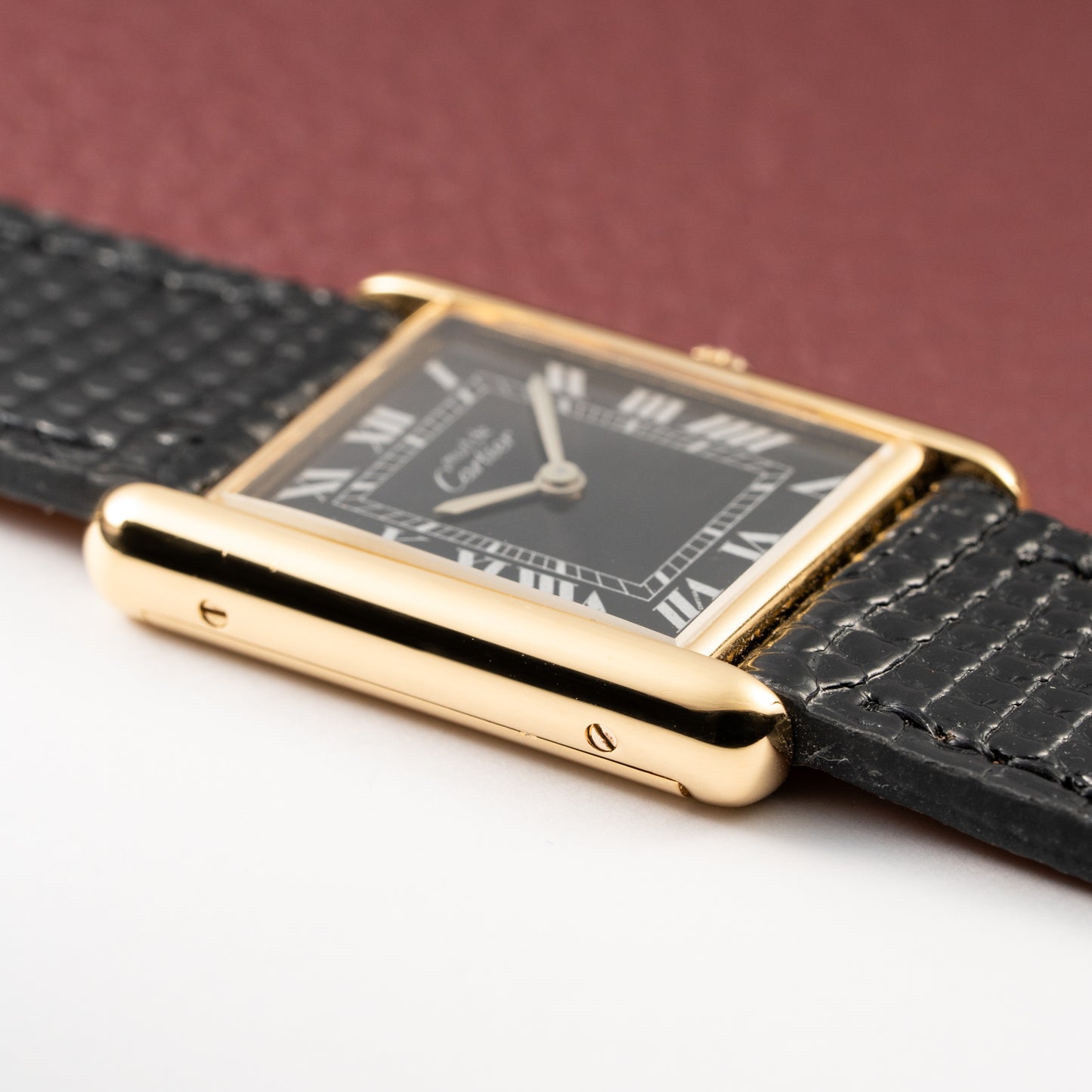 Cartier Tank Must de Black Roman Vermeil GM 1980s