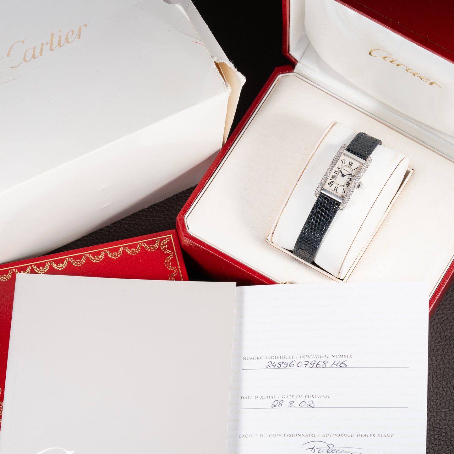 Cartier Américaine Factory Diamond Set 18k White Gold Full Set Ref 2489 from 2002