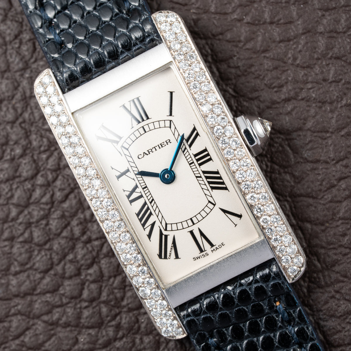 Cartier Américaine Factory Diamond Set 18k White Gold Full Set Ref 2489 from 2002