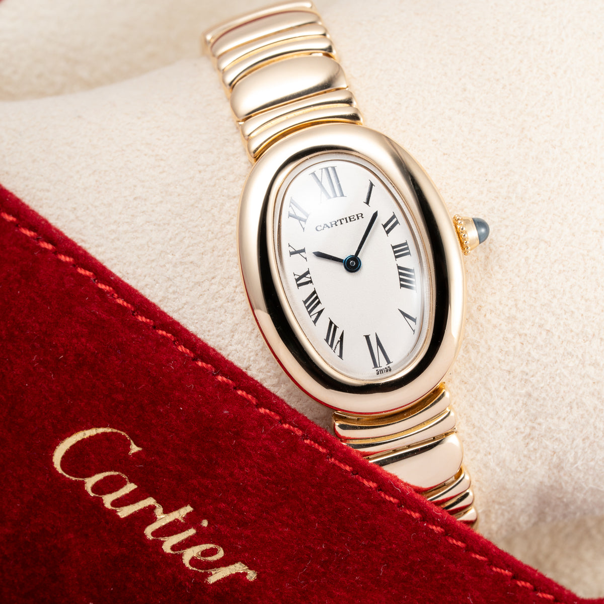 Cartier Baignoire 18K Yellow Gold Quartz with Cartier Service Papers Ref 8057912 from 1990s