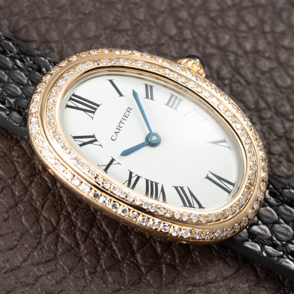 Cartier Baignoire 'Paris' Two-Row Diamond Bezel 18K Yellow Gold Ref. 78094 From 1970s
