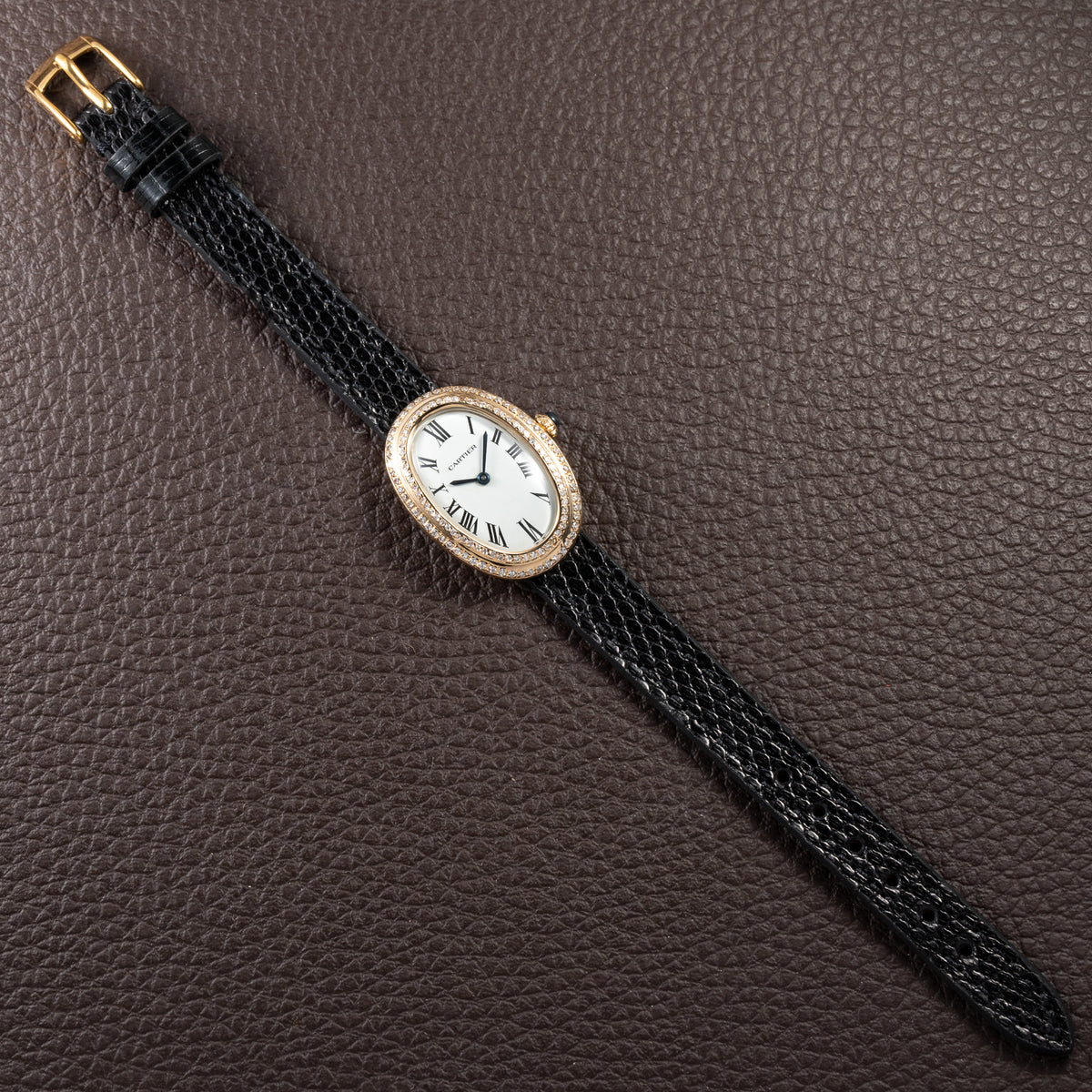 Cartier Baignoire 'Paris' Two-Row Diamond Bezel 18K Yellow Gold Ref. 78094 From 1970s