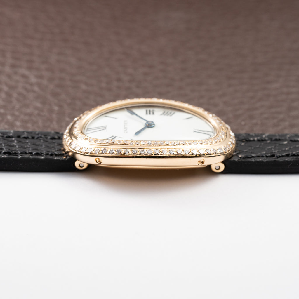 Cartier Baignoire 'Paris' Two-Row Diamond Bezel 18K Yellow Gold Ref. 78094 From 1970s