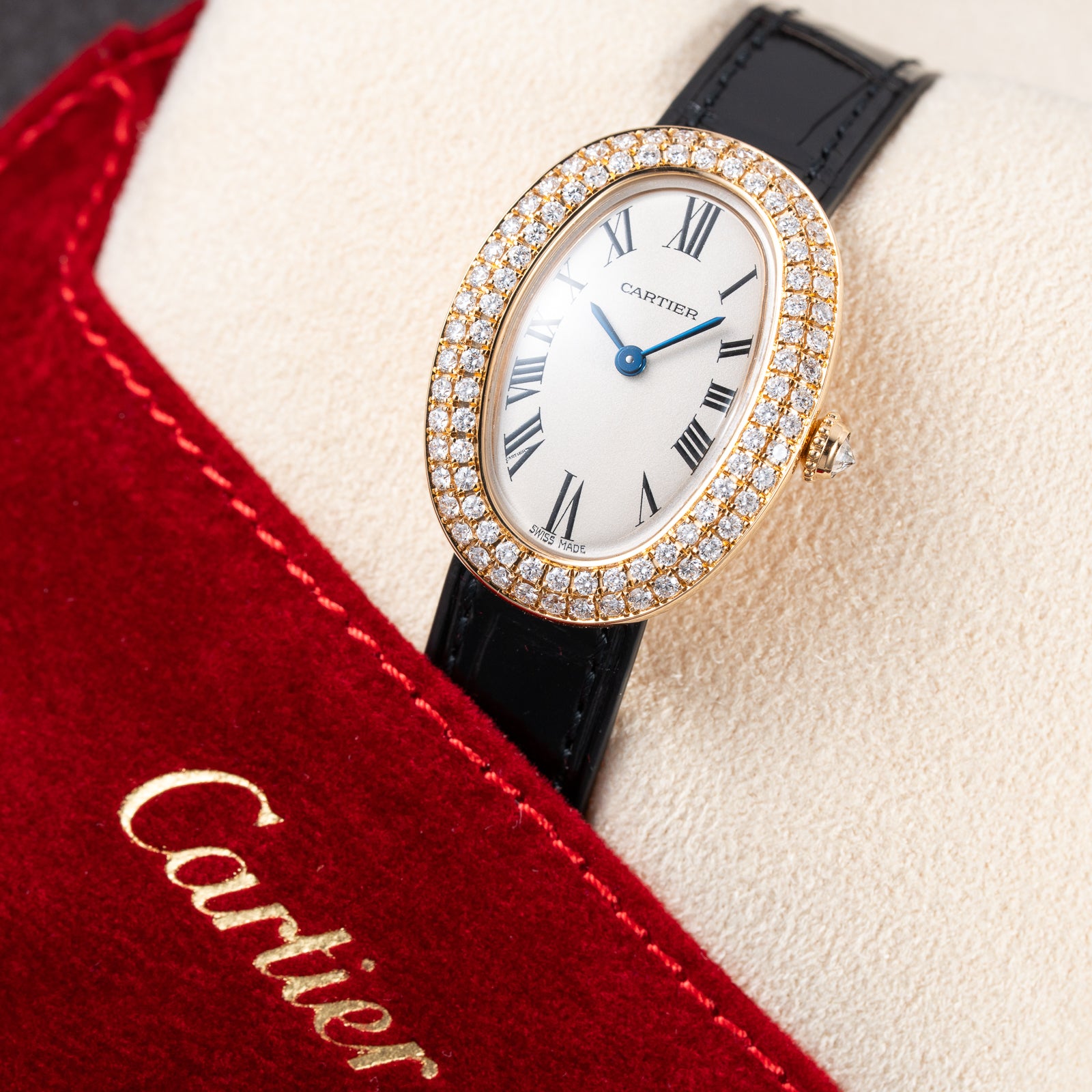 Cartier Baignoire Two-Row Factory Diamond Set 18K Yellow Gold Cartier Serviced 2026 Ref. 866044
