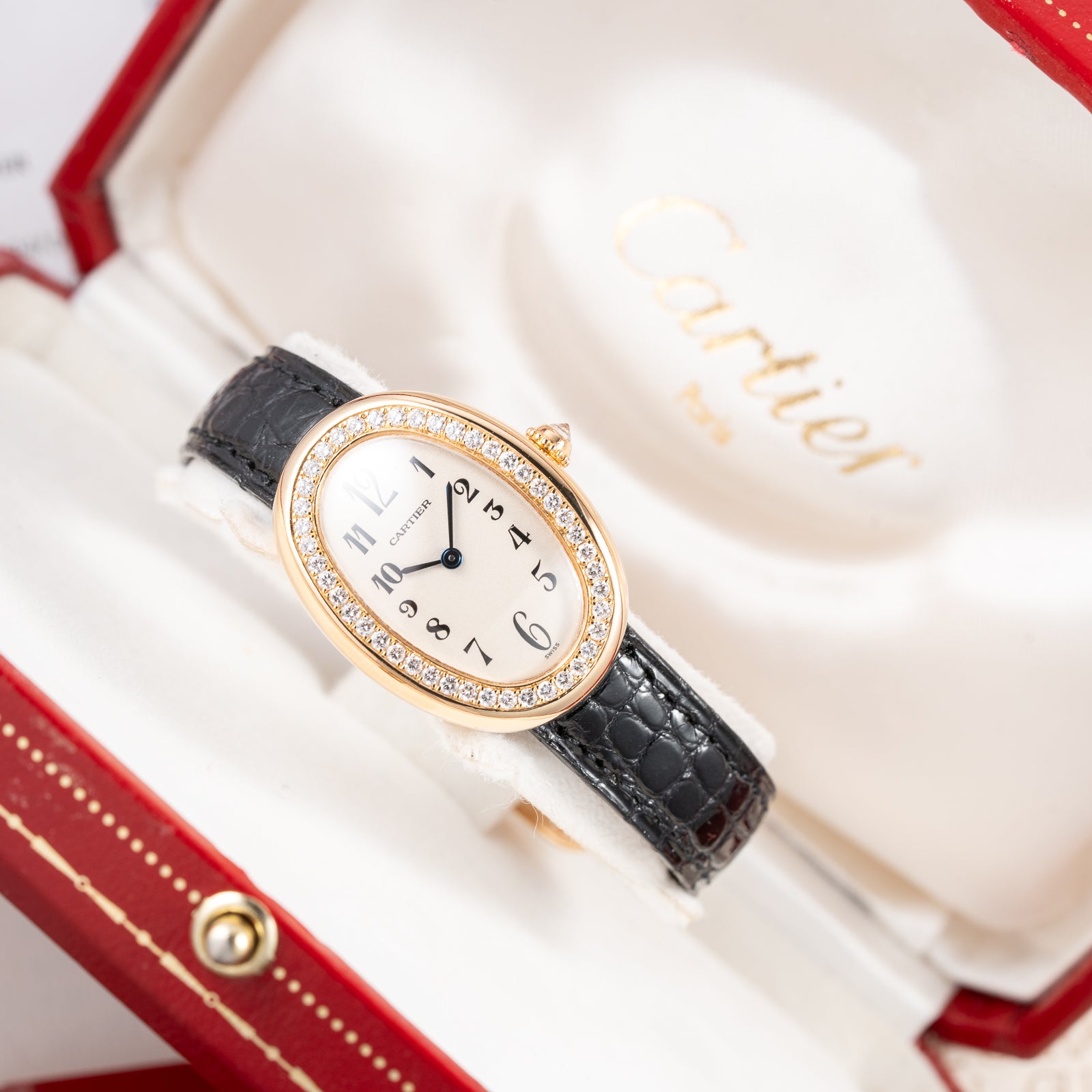 Cartier Baignoire Factory Diamond Cartier Serviced 2026 – 2-Year International Warranty Ref. 1954 Full Set from 1996
