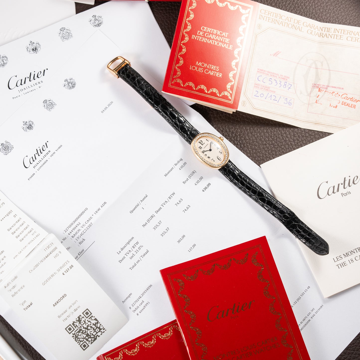 Cartier Baignoire Factory Diamond Cartier Serviced 2026 – 2-Year International Warranty Ref. 1954 Full Set from 1996