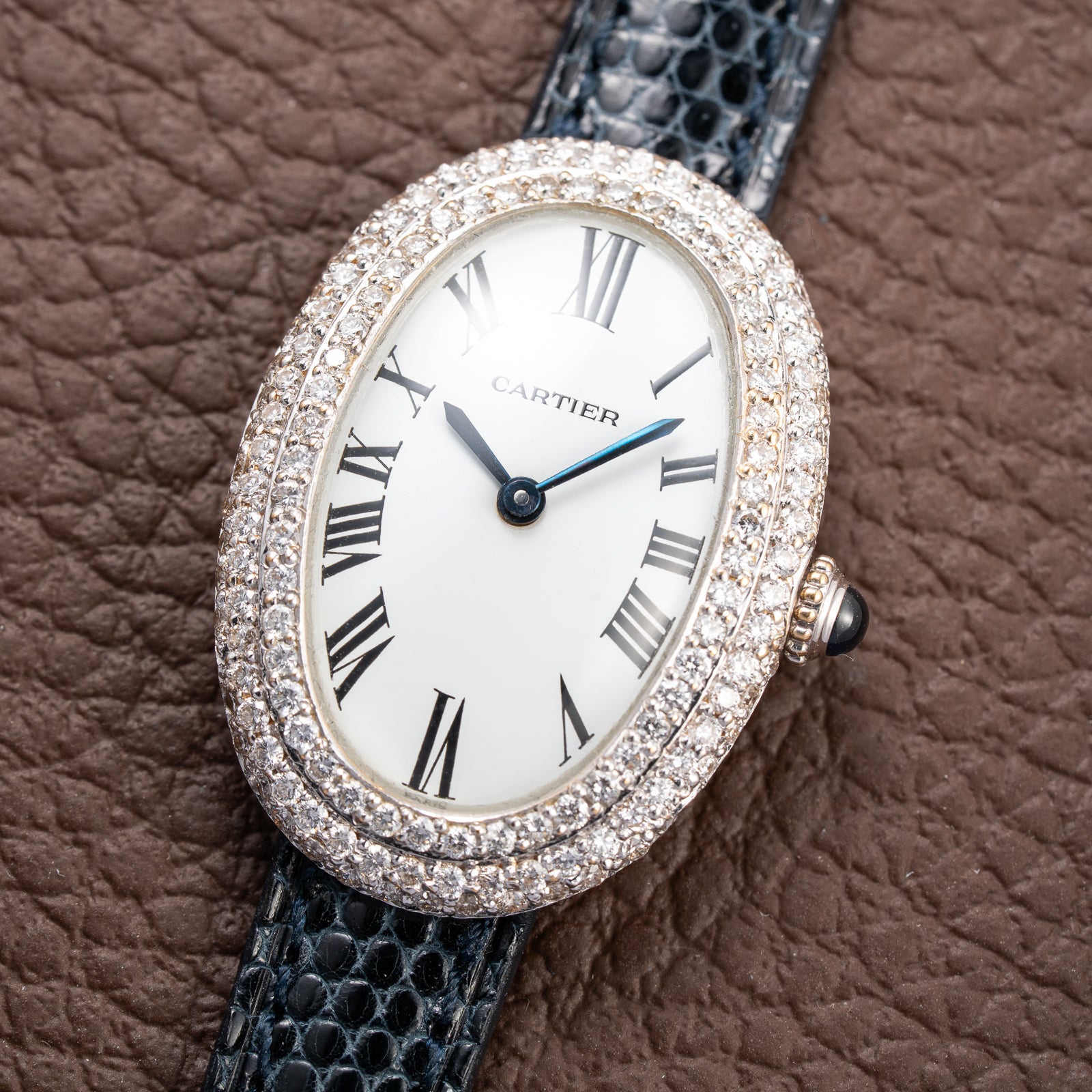 Cartier Baignoire Diamond Set White Gold 18K 'Paris' Dial Ref 78094 from 1970s