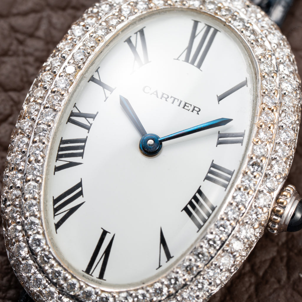 Cartier Baignoire Diamond Set White Gold 18K 'Paris' Dial Ref 78094 from 1970s