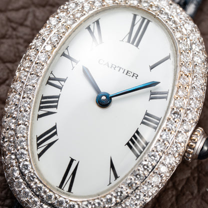 Cartier Baignoire Diamond Set White Gold 18K 'Paris' Dial Ref 78094 from 1970s
