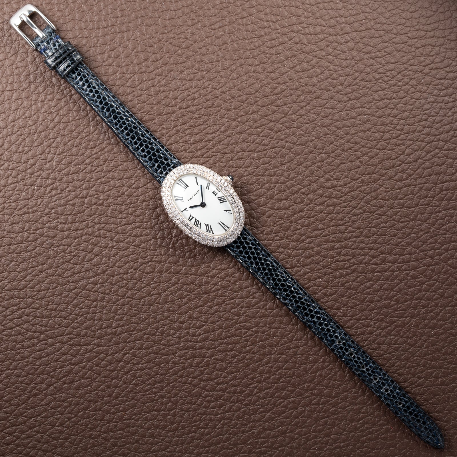 Cartier Baignoire Diamond Set White Gold 18K 'Paris' Dial Ref 78094 from 1970s