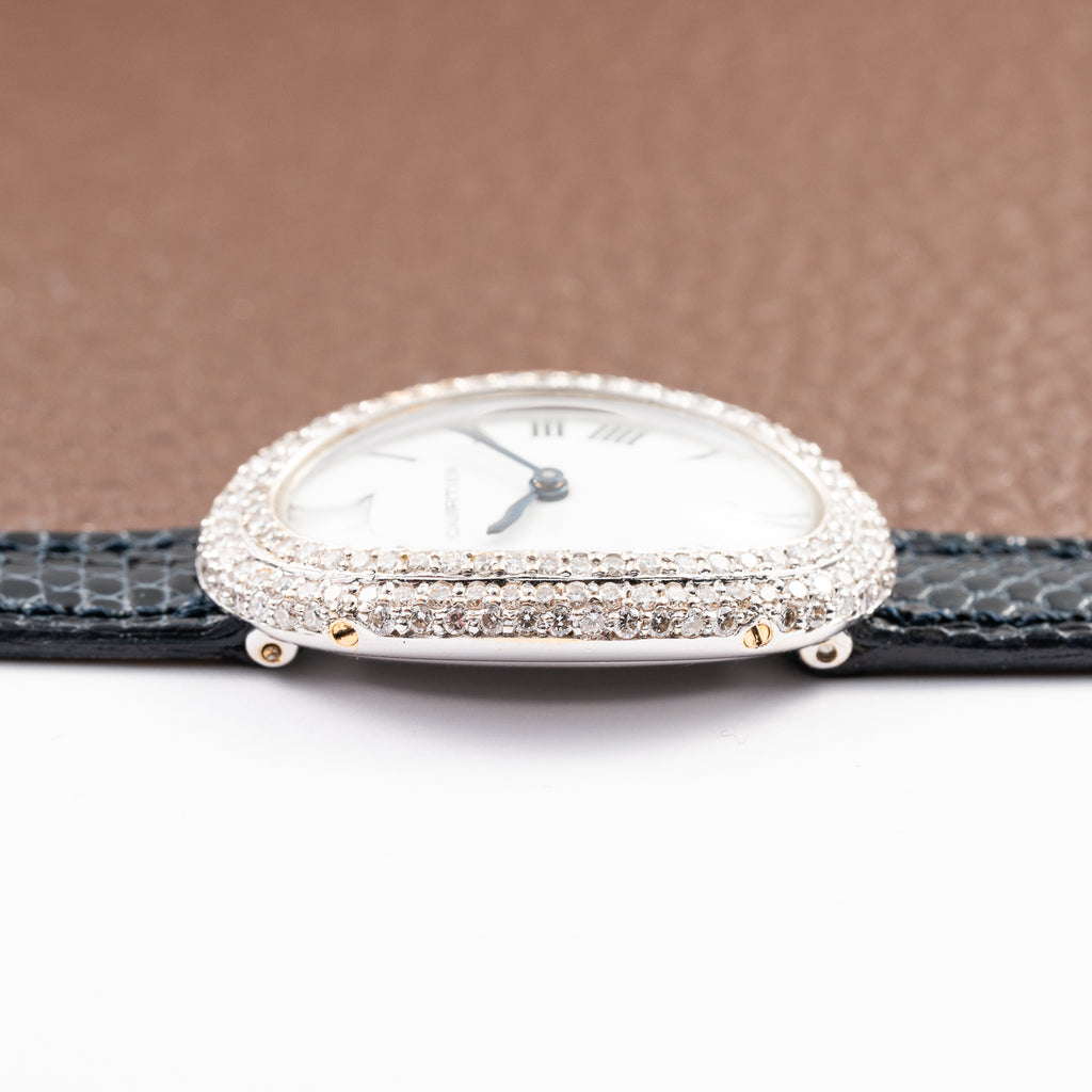 Cartier Baignoire Diamond Set White Gold 18K 'Paris' Dial Ref 78094 from 1970s