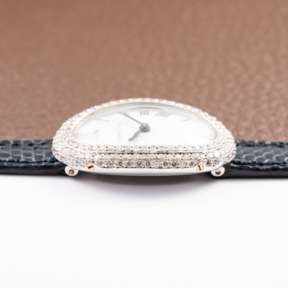 Cartier Baignoire Diamond Set White Gold 18K 'Paris' Dial Ref 78094 from 1970s