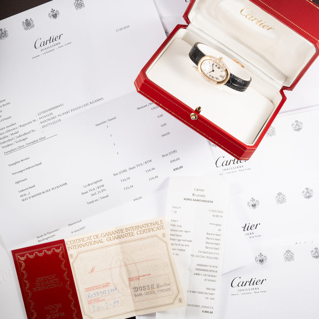 Cartier Baignoire Pavé Diamond Set 18K Yellow Gold Full Set from 1989 Cartier Service 2026 Ref 8057912