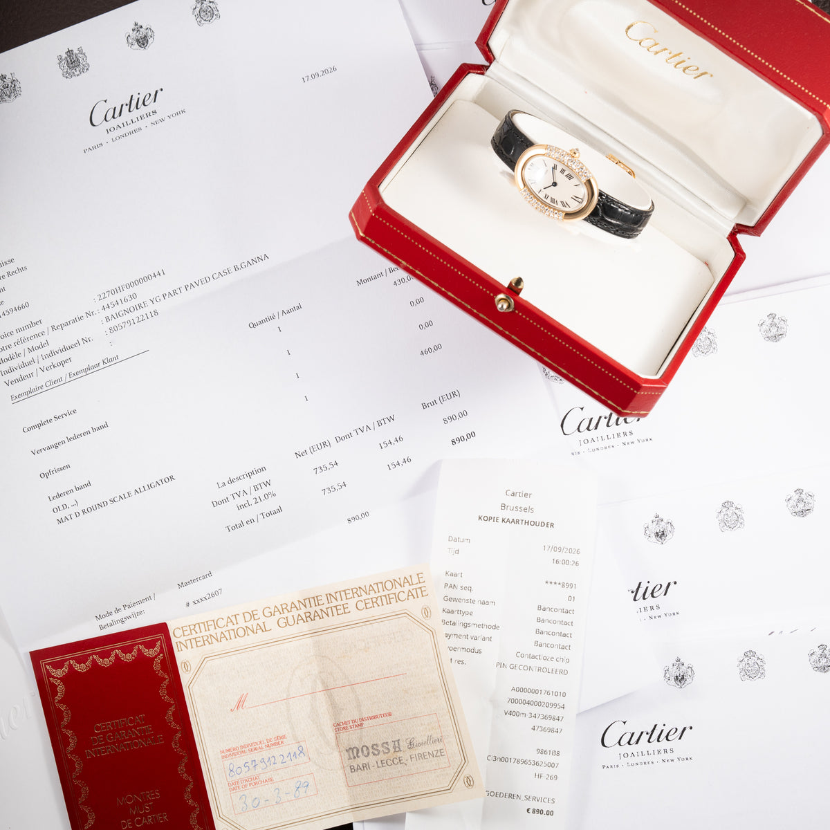 Cartier Baignoire Pavé Diamond Set 18K Yellow Gold Full Set from 1989 Cartier Service 2026 Ref 8057912