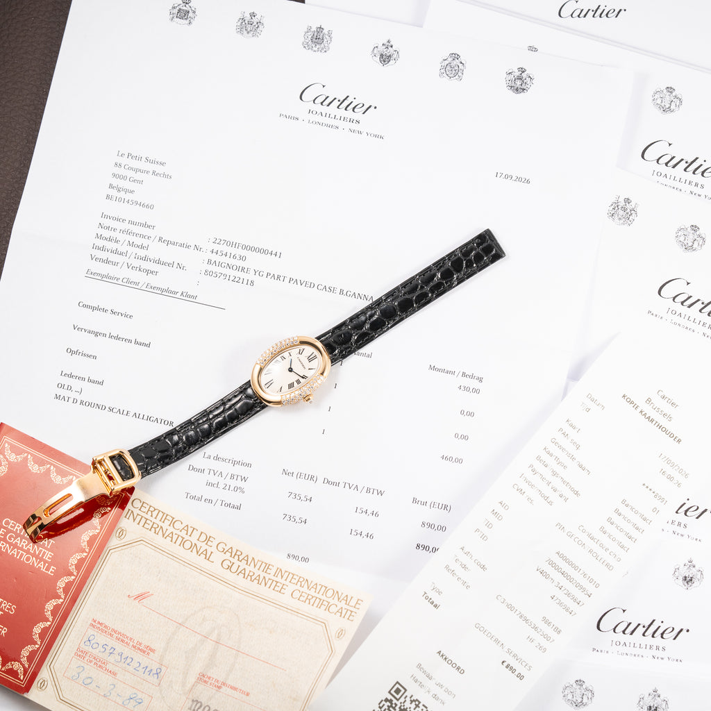 Cartier Baignoire Pavé Diamond Set 18K Yellow Gold Full Set from 1989 Cartier Service 2026 Ref 8057912