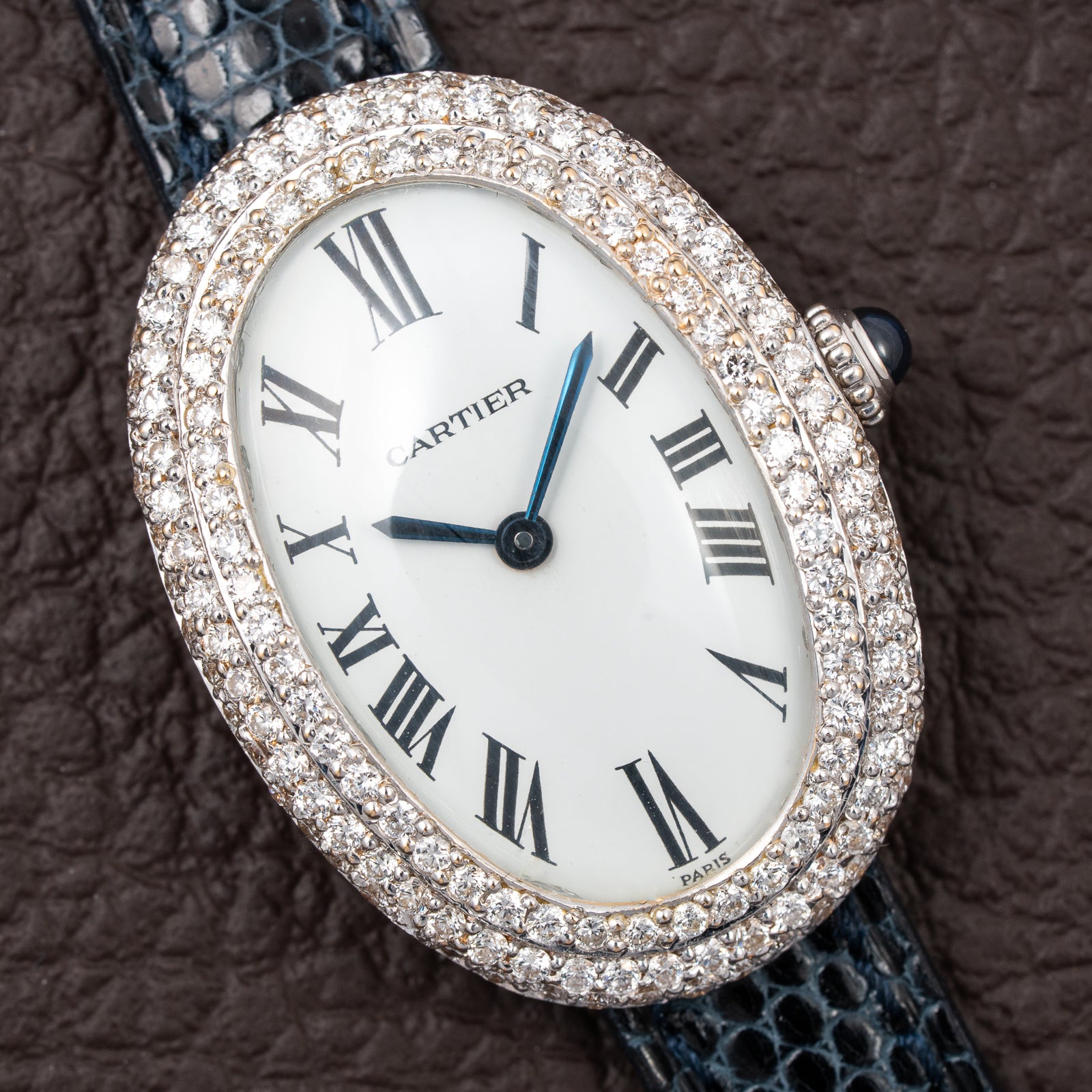 Cartier Baignoire Diamond Set White Gold 18K 'Paris' Dial Ref 78094 from 1970s