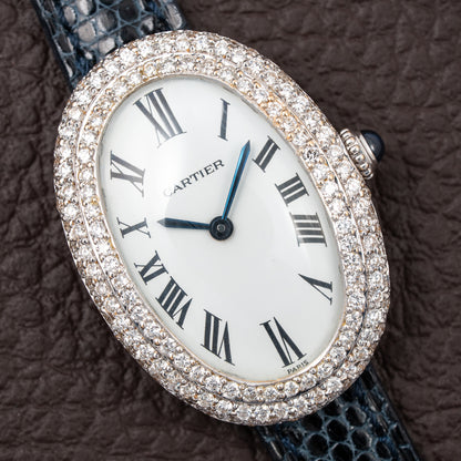 Cartier Baignoire Diamond Set White Gold 18K 'Paris' Dial Ref 78094 from 1970s
