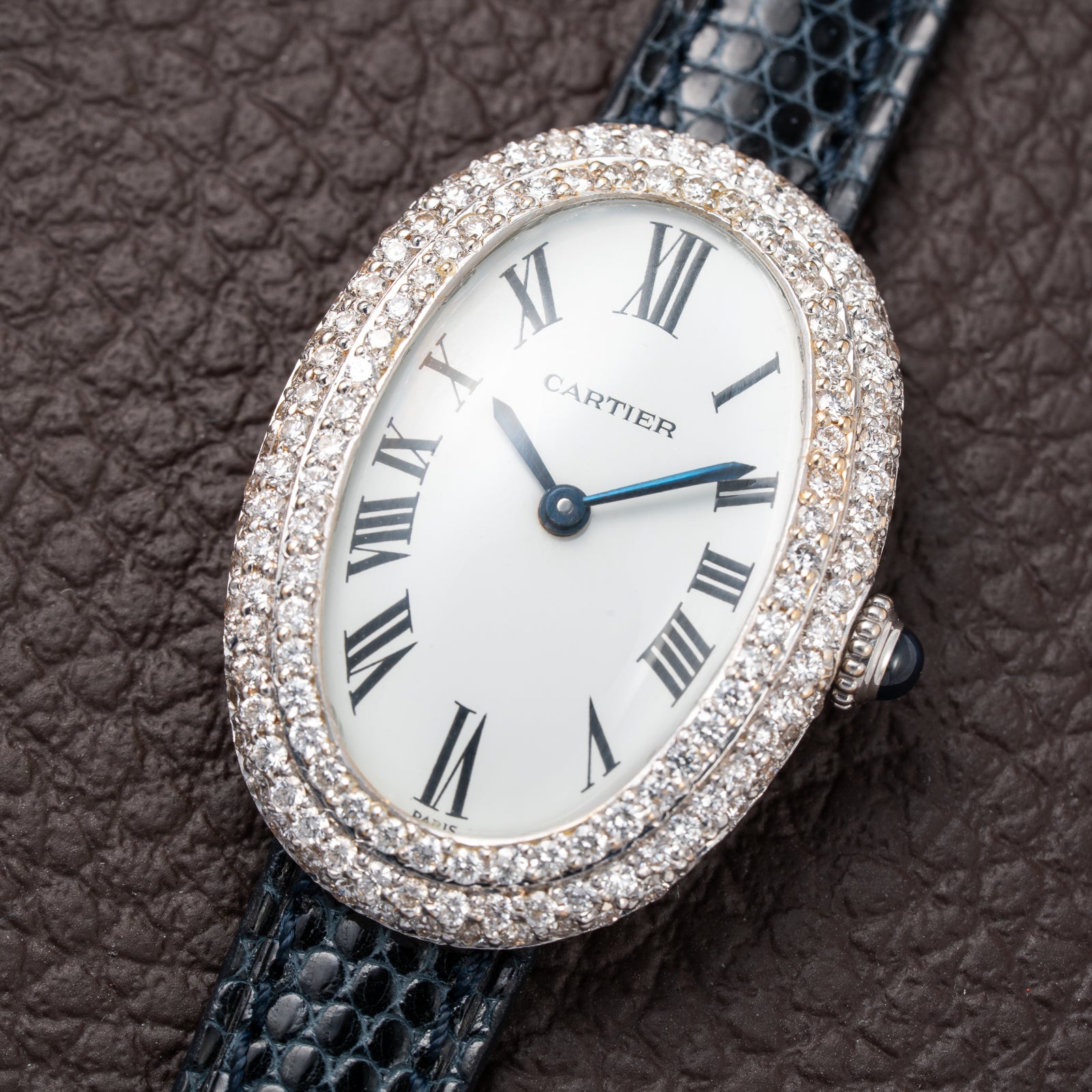 Cartier Baignoire Diamond Set White Gold 18K 'Paris' Dial Ref 78094 from 1970s