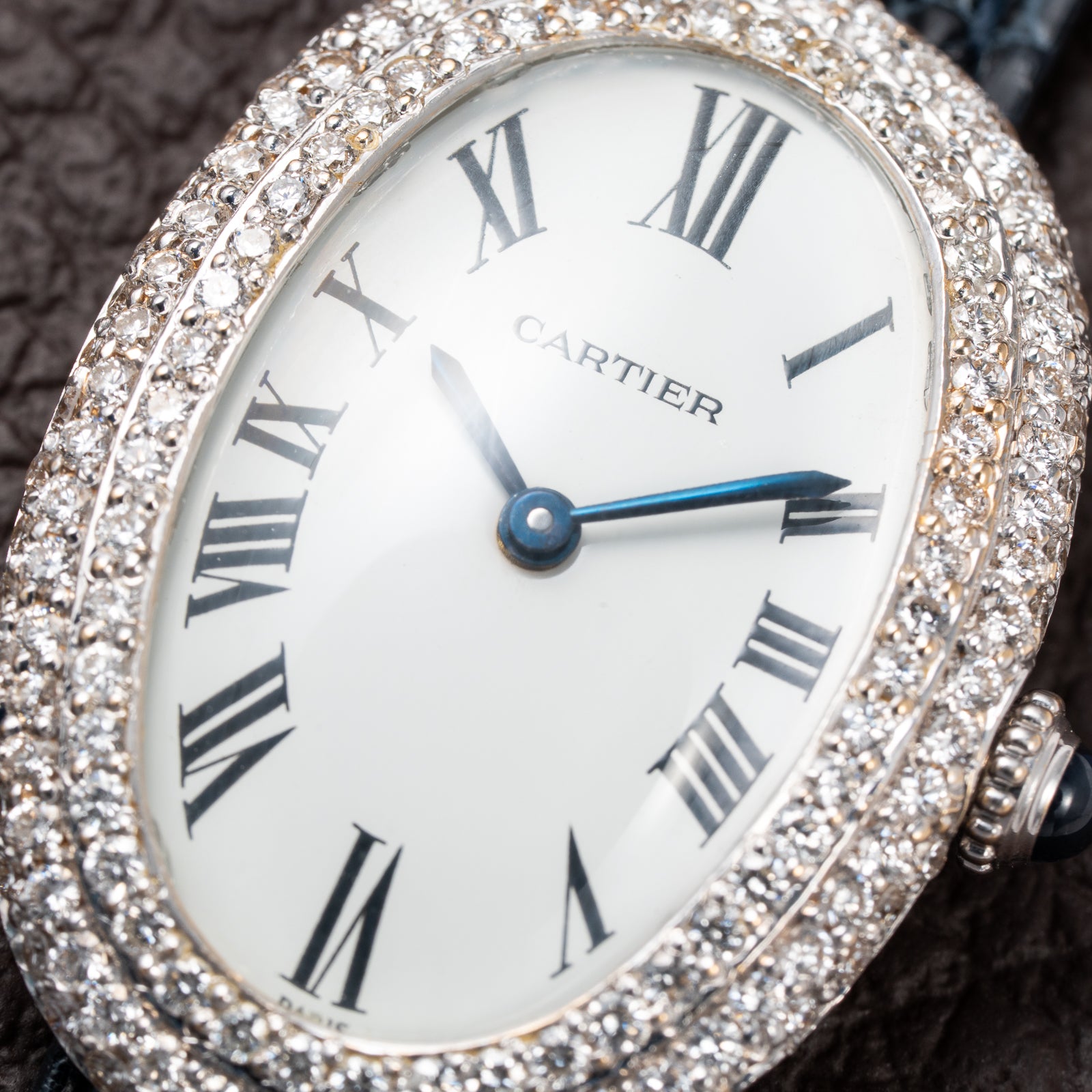Cartier Baignoire Diamond Set White Gold 18K 'Paris' Dial Ref 78094 from 1970s