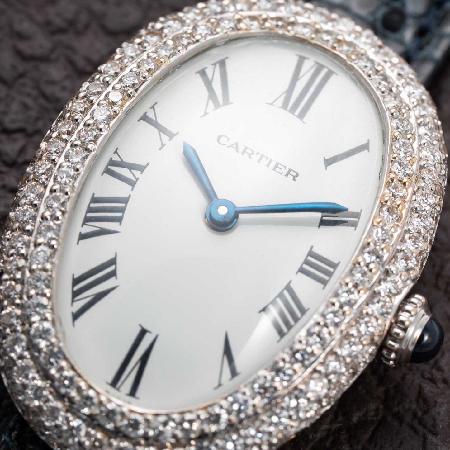 Cartier Baignoire Diamond Set White Gold 18K 'Paris' Dial Ref 78094 from 1970s