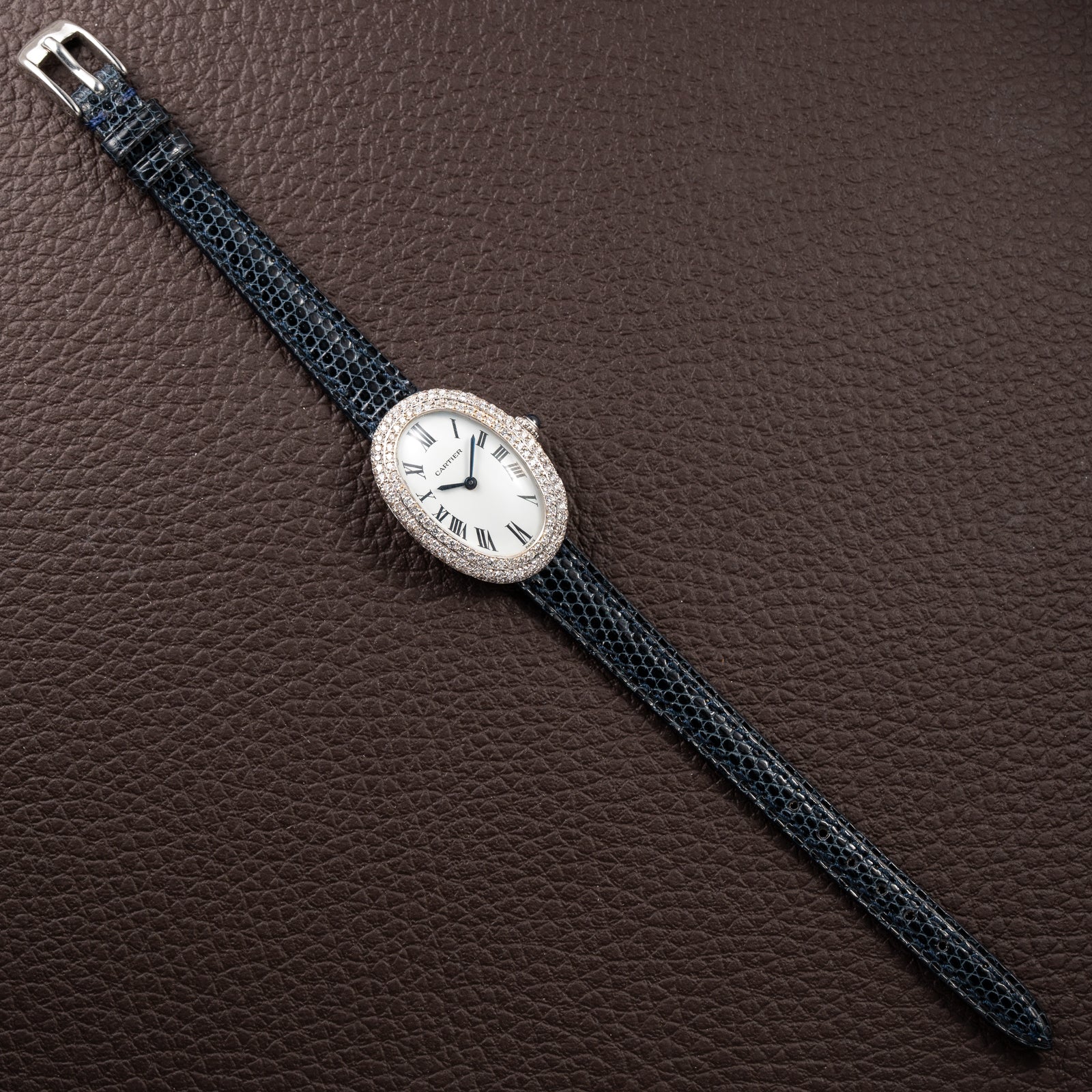 Cartier Baignoire Diamond Set White Gold 18K 'Paris' Dial Ref 78094 from 1970s