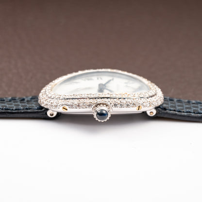 Cartier Baignoire Diamond Set White Gold 18K 'Paris' Dial Ref 78094 from 1970s