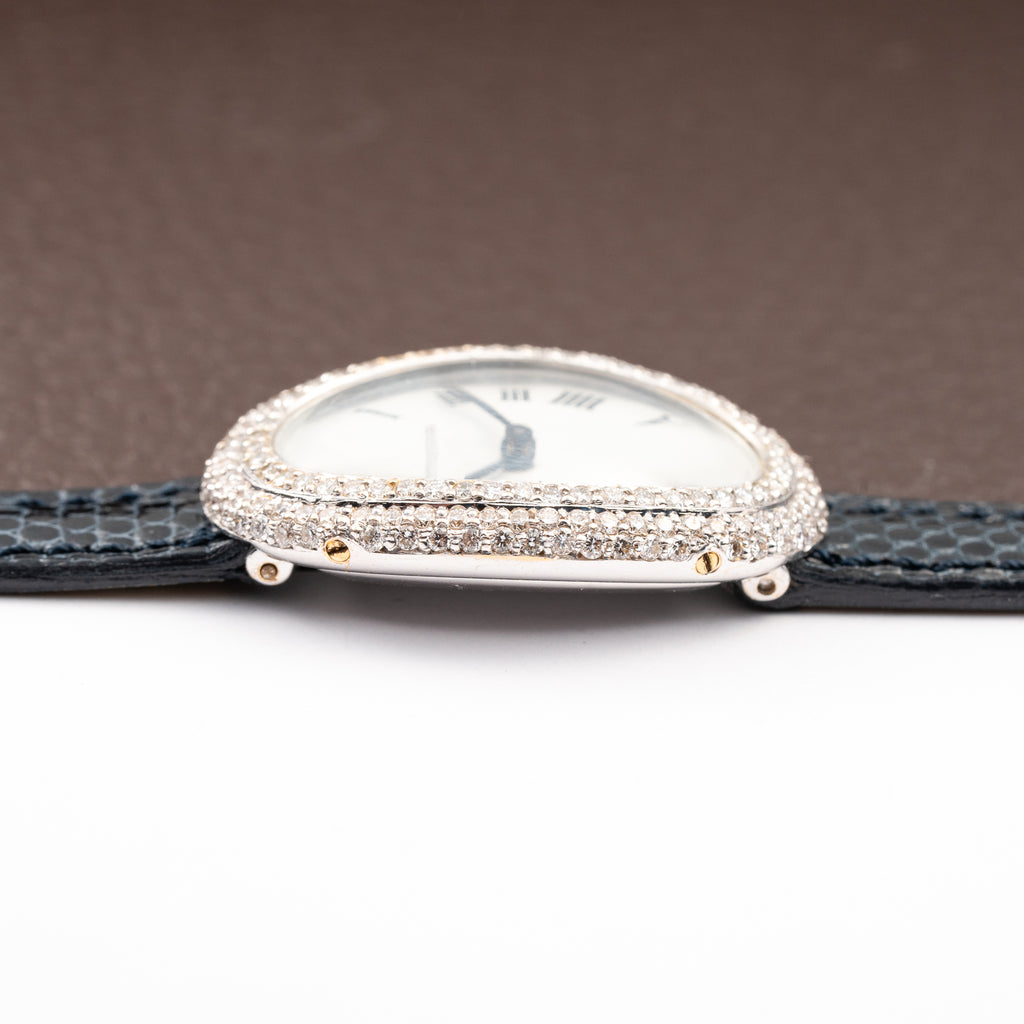 Cartier Baignoire Diamond Set White Gold 18K 'Paris' Dial Ref 78094 from 1970s