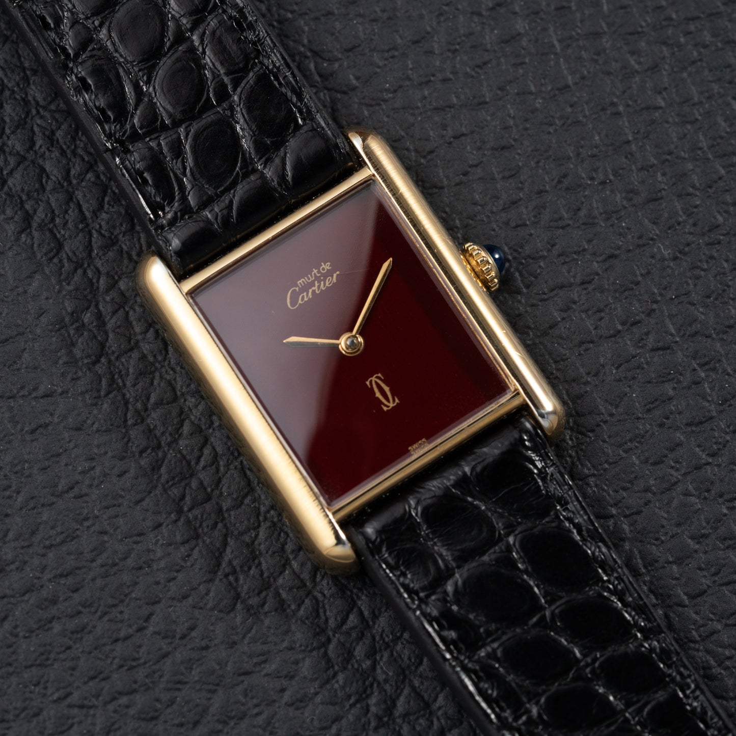Cartier Must de Tank "Set of Three" Burgundy from 1985 Ultra-Rare Collector’s Treasure