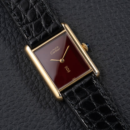 Cartier Must de Tank "Set of Three" Burgundy from 1985 Ultra-Rare Collector’s Treasure