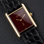 Cartier Must de Tank "Set of Three" Burgundy from 1985 Ultra-Rare Collector’s Treasure