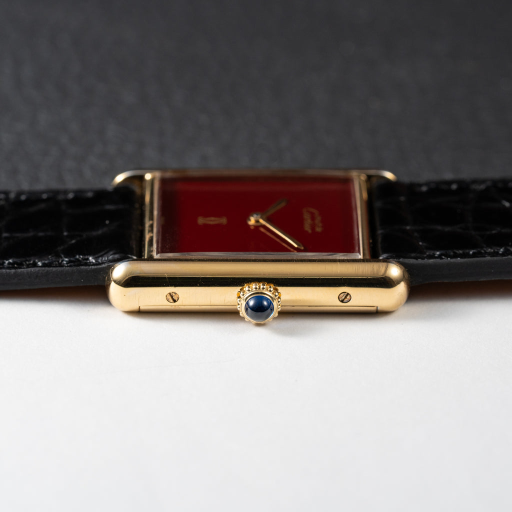 Cartier Must de Tank "Set of Three" Burgundy from 1985 Ultra-Rare Collector’s Treasure