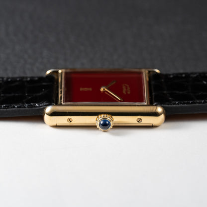 Cartier Must de Tank "Set of Three" Burgundy from 1985 Ultra-Rare Collector’s Treasure
